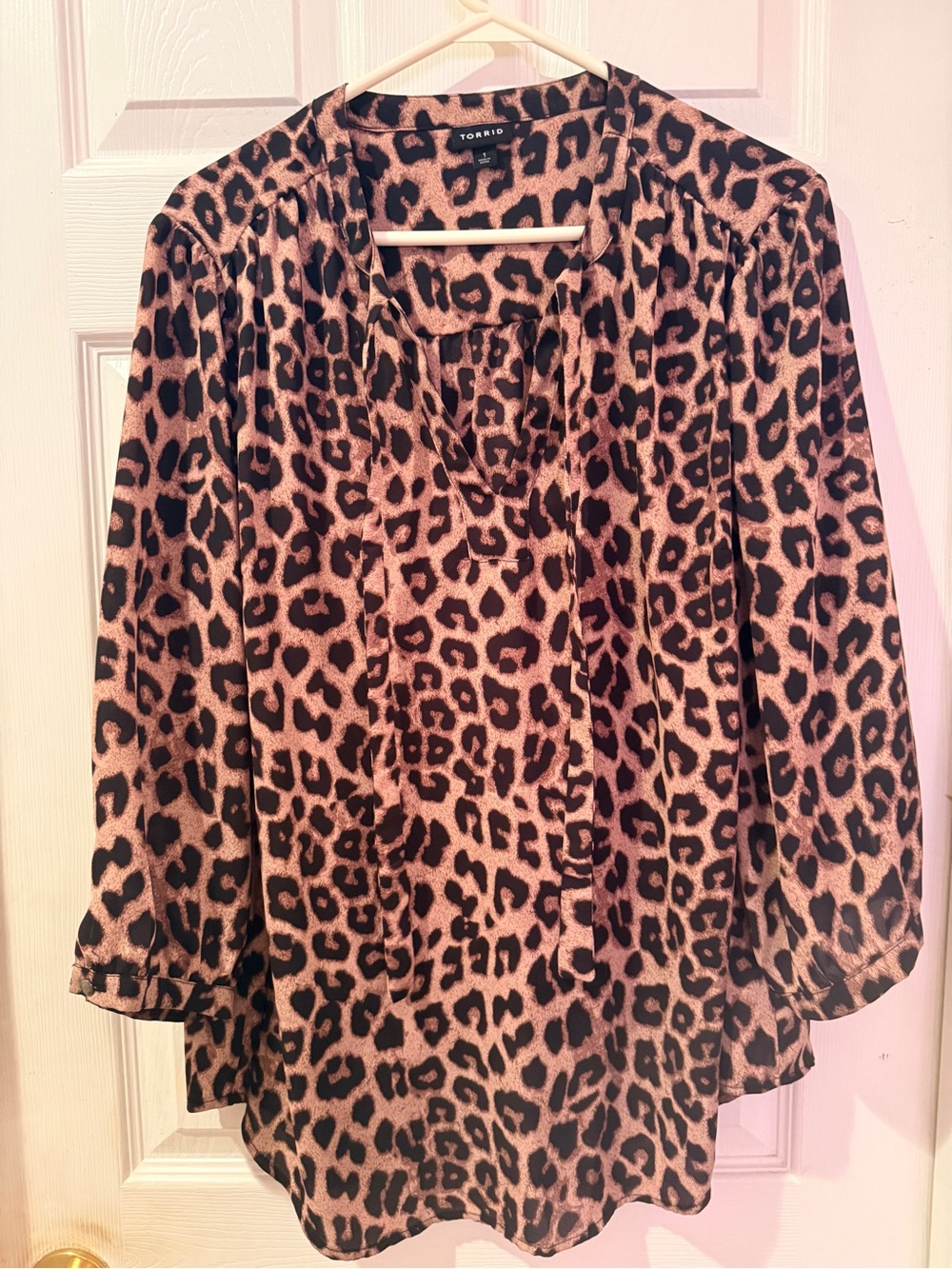 torrid Leopard Print V-Neck Blouse in Brown and Black